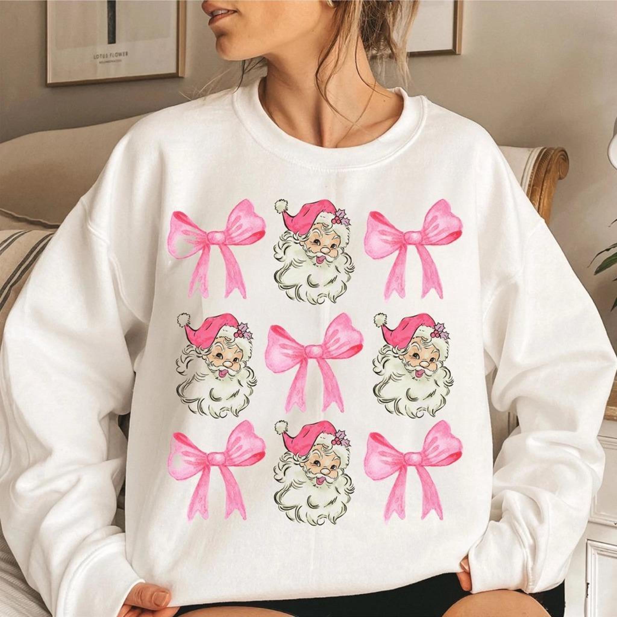 Coquette Christmas Shirt Pink Bow Christmas Shirt Pink Santa Sweatshirt Christmas Vintage Christmas Sweatshirt Hoodie Comfort Colors Coquette Christmas Shirt Pink Bow Christmas Shirt Pink Santa Sweatshirt Christmas Vintage Christmas Sweatshirt Hoodie Comfort Colors