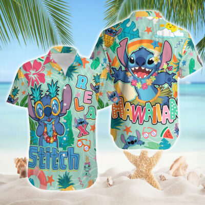 Stitch Hawaiian Shirt – Cute Summer Vacation Outfit, Tropical Beach Holiday Party Casual Wear