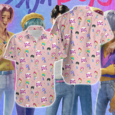 KPop Demon Hunters Chibi Saja Boys Hawaiian Shirt – Cute Summer Outfit, Trendy Holiday Beach Wear