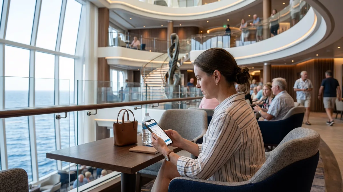 Cruise gratuities onboard folio statement and daily account charges Cruise gratuities daily service charge posted to shipboard folio app
