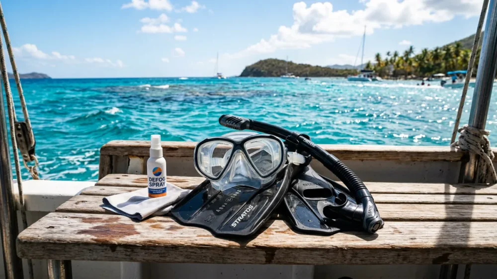 Snorkeling for beginners gear with silicone mask and dry top snorkel